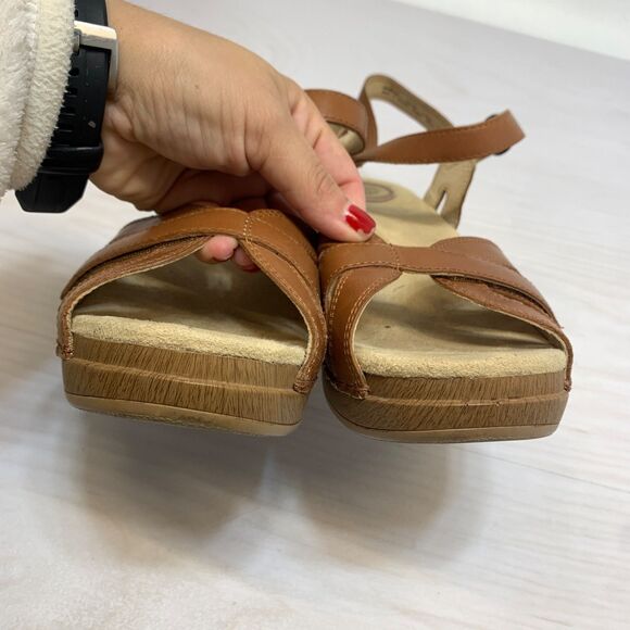 Dansko Season Sandals Camel Brown Leather Strappy Wedge Women's size 39 / 8.5 - Picture 5 of 12